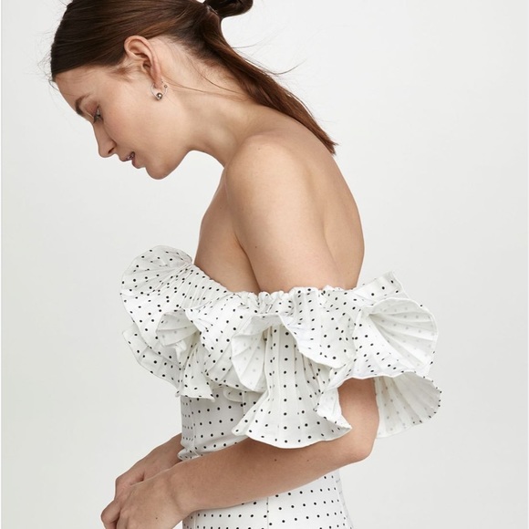 NWT MESTIZA NEW YORK LULU OFF-THE-SHOULDER POLKA-DOTS MINI DRESS SIZE 12 Z523-23 - Picture 3 of 10